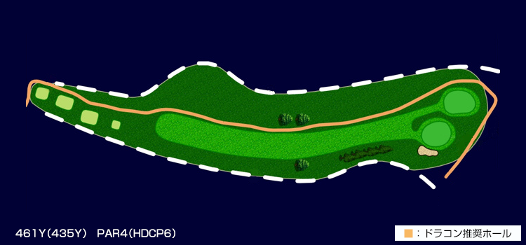 461Y（435Y）　PAR4（HDCP6）ドラコン推奨ホール